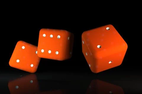 Rolling red dice over black background Stock Illustration