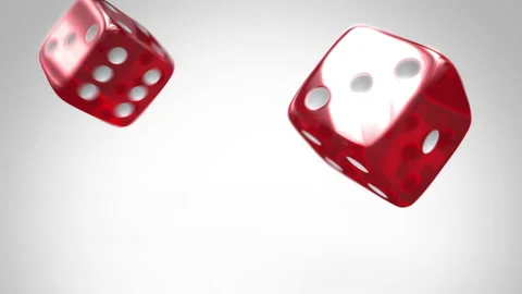 Rolling Red Dice on white background Stock Footage 180086944