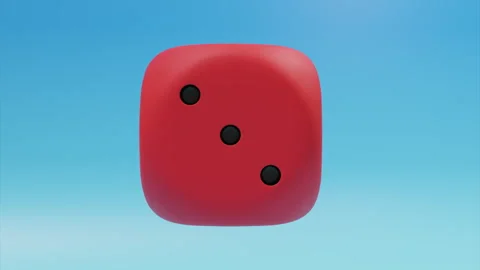 Rolling red plastic dice seamless loop, cloudless blue sky background Stock Footage 311661114