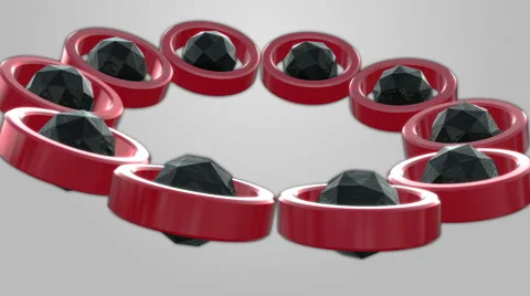 Rolling red-purple-blue tubes and black polyhedron spheres Background Stock Footage 54096573