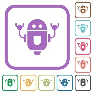Rolling robot simple icons Stock Illustration