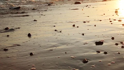 Rolling Rocks on the Beach Stock Footage 138845912