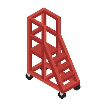 Rolling Safety Ladder Vector Illustration. Storage equipment. Stock Illustration