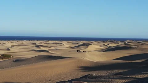 Rolling Sand Dunes Along the Coast, Maspalomas, Gran Canaria Stock Footage 344479113