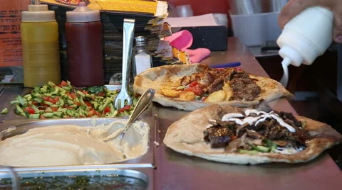 Rolling Shawarma In A Pita Stock Footage 64327806