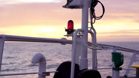 Rolling Ship, Ocean view from stern light Stock Footage 235819896