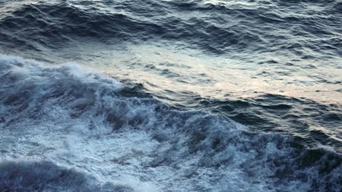 Rolling ship wake waves in soft evening light in Alaska Stock-Footage 347828140