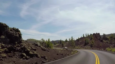 Rolling shots through Craters of the Moon park in Idaho 動画素材 233256563