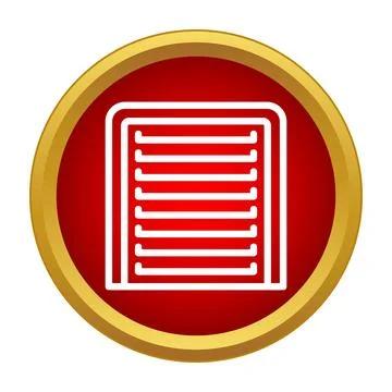 Rolling shutter garage door icon on a red button Stock Illustration