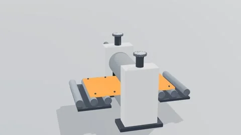 Rolling stand foundry 3d loop white background 3D animation seamless loop Stock Footage 341849356