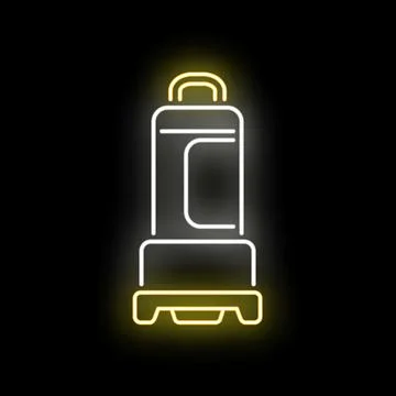 Rolling suitcase glowing neon line icon illustrating travel 스톡 일러스트