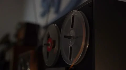Rolling Tapes on Vintage Device, With Blurred Background Stock-Footage 153616205