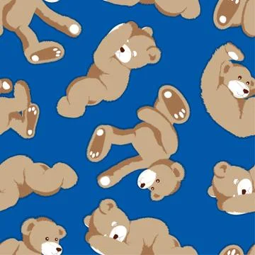 Rolling teddy bear seamless pattern Stock Illustration