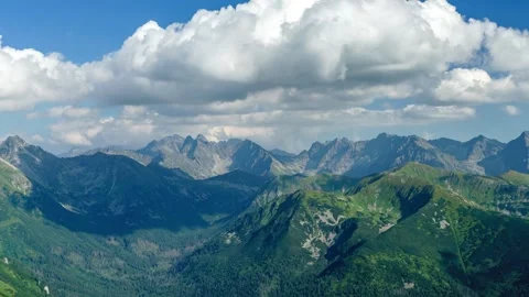 Rolling Terrain Time-Lapse: Tatra Mountains Summer Panorama Stock-Footage 306399171