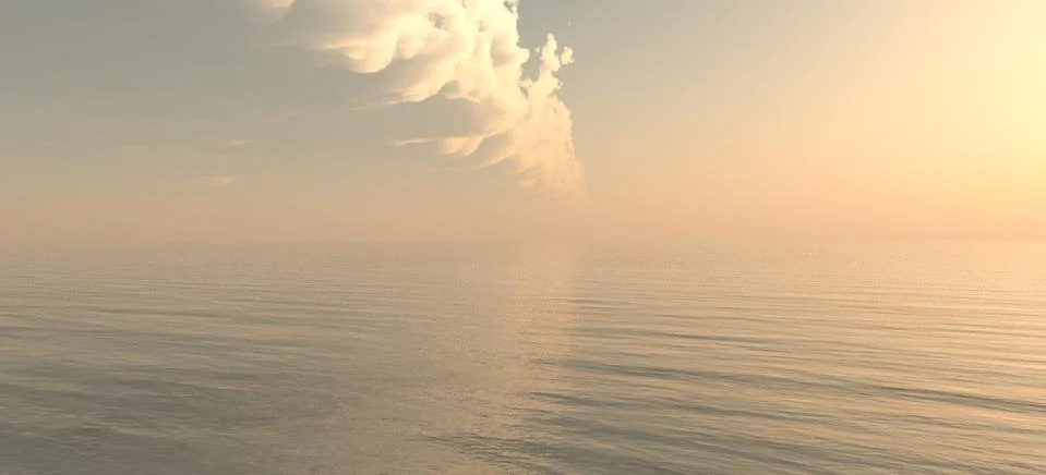 Rolling Threatening Clouds Ocean Sunset Horizon - Panorama 300 DPI Stock Photos