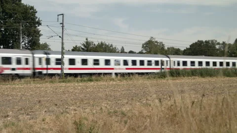 Rolling Through the Netherlands: Dutch Train in Motion Stock Footage 240953861