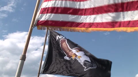 Rolling Thunder and US flag fly together Video stock 41244462