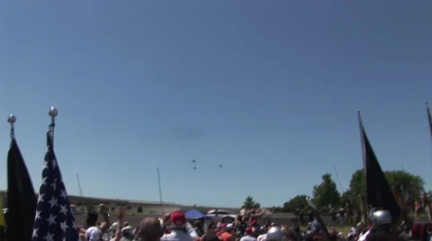 Rolling Thunder gets salute from army helicopters on Memorial Day Stock Footage 41539720