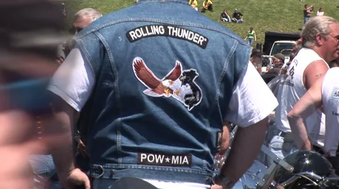 Rolling Thunder in Pentagon lot waiting to go thru DC Stock Footage 41540243