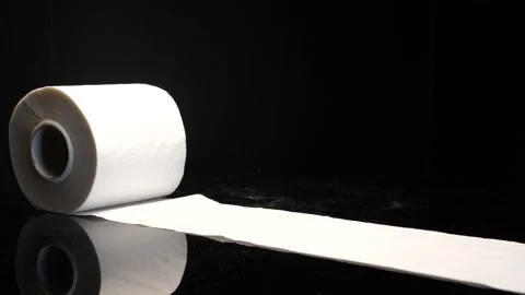 Rolling toilet paper bumping into each other Stock Footage 155131663