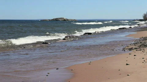  Rolling waves on beach Stock Footage 705096