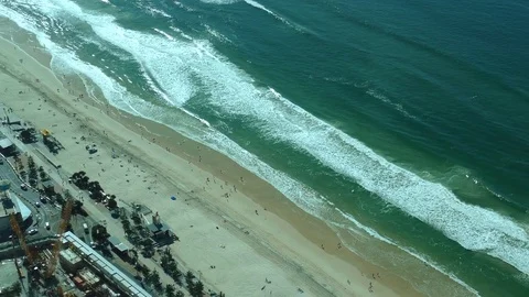 Rolling Waves Breaking On The Beach Stock Footage