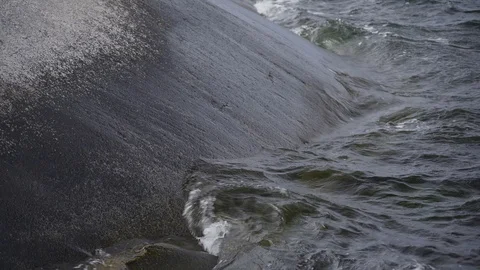 Rolling waves on cliff Stock Footage 96198359