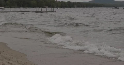 Rolling Waves During Stormy Day at Sebago Lake Video stock 155031028