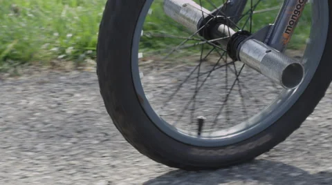 Rolling Wheel of Childs Bike Stock Footage 40732736