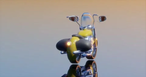 Rolling wheels motorcycle on show 3d animation arc shot camera movement ref.. Stock Footage 270499406
