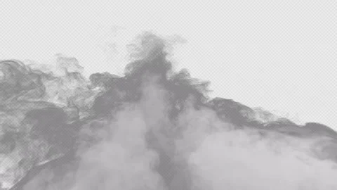 Rolling White Smoke Cloud on Black Background with Alpha Channel Stock Footage 348694075