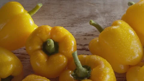 ROLLING YELLOW BELL PEPPER Stock Footage 132636713