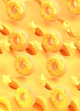 Rolling yellow donuts Stock Illustration