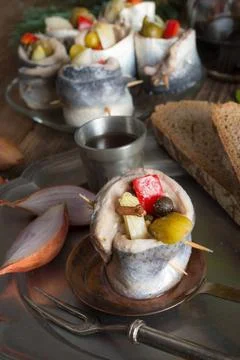 Rollmops - pickled herring fillets Rollmops - pickled herring fillets Copy... Foto stock