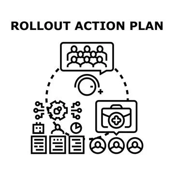 Rollout marketing action plan implementation process Stock Illustration