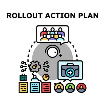 Rollout marketing action plan implementation process Illustrazione stock