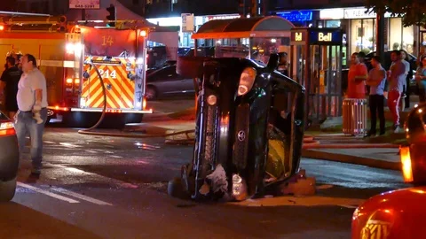 Rollover in the middle of the night Stock Footage 99841482