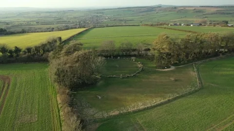 Rollright Stone Circle Drone Beatiful Clip, Sunset, Oxfordshire UK, Neolithic 4K Stock Footage 172507405