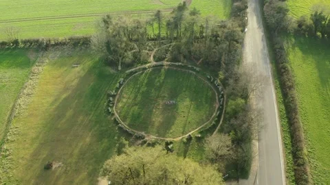Rollright Stone Circle Drone Circling Wide Clip, Oxfordshire, UK, Neolithic 4K Stock-Footage 172507361