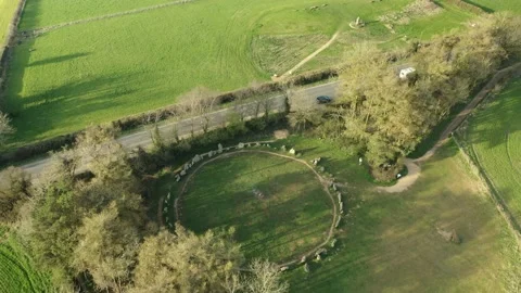 Rollright Stone Circle Drone Circling Clip, Oxfordshire, UK, Neolithic 4K Stock Footage 172507390