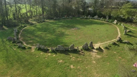 Rollright Stone Circle Drone Clip Rising, Oxfordshire, UK, Neolithic 4K Stock-Footage 172507267