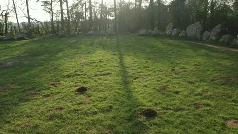 Rollright Stone Circle Drone Clip Low Flyover, Oxfordshire, UK, Neolithic 4K Stock-Footage 172507286