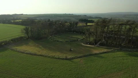 Rollright Stone Circle Drone Flyaway, Oxfordshire, UK, Neolithic 4K Stock Footage 172507254