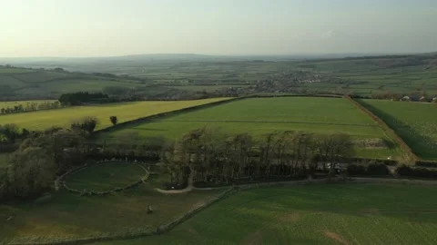 Rollright Stone Circle Drone R to L Clip, Sunset, Oxfordshire, UK, Neolithic 4K Stock Footage 172507237