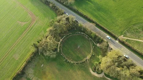 Rollright Stone Circle Drone Tilt-Up Descent, Sunset, Oxfordshire, UK, 4K Stock-Footage 172507208