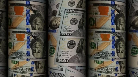 Rolls of 100 Dollar Bills, Exclusive, Business Background, Money, Cash Stock Footage 300668970