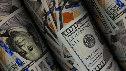 Rolls of 100 Dollar Bills, Exclusive, Banknotes, Business Background, Money Stock Footage 300669337