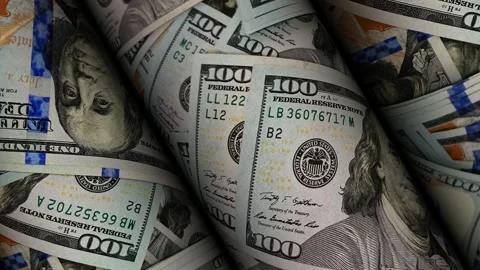 Rolls of 100 Dollar Bills, Exclusive, Banknotes, Money, Business Background Stock Footage 300669396