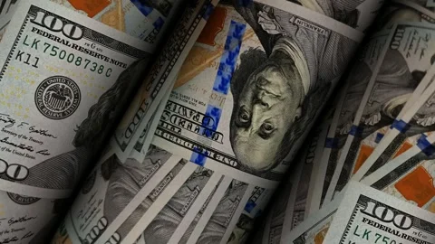Rolls of 100 Dollar Bills, Exclusive, Business Background, Banknotes, Money Stock Footage 300669405
