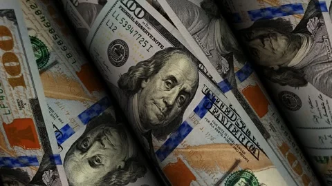 Rolls of 100 Dollar Bills, Exclusive, Money, Banknotes, Business Background Stock Footage 300669441